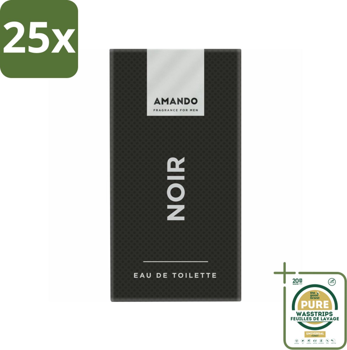 25 x Amando Noir Eau de Toilette 50 ml - Grootverpakking - Amando Noir Eau De Toilette - Mannelijke Geur - Klassieke Geur - Houtachtige Geur - Parfum Voor Heren