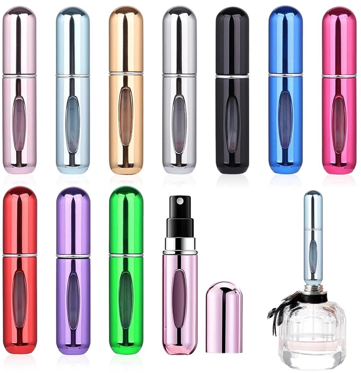 Allecto - Mini Parfum Atomizer - Herbruikbare Refill Spray Flesjes - Voor Reizen - Dagelijks Gebruik - Handig voor Reizen - Compact - 5ml