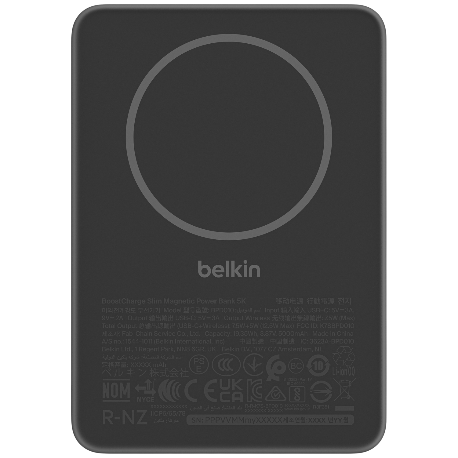 Belkin Boostcharge Slim Magnetische 5.000 Mah – 7.5w Draadloze Powerbank Zwart