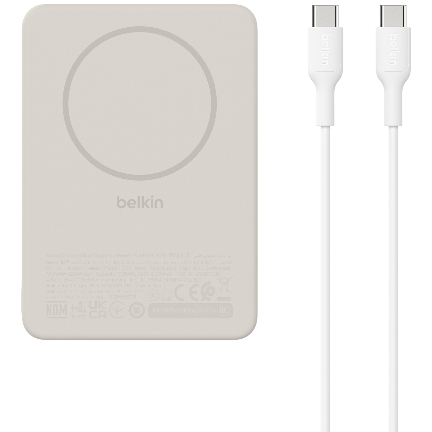 Belkin Boostcharge Slim Magnetische 5.000 Mah – 7.5w Met Magsafe Accessoire Powerbank Beige