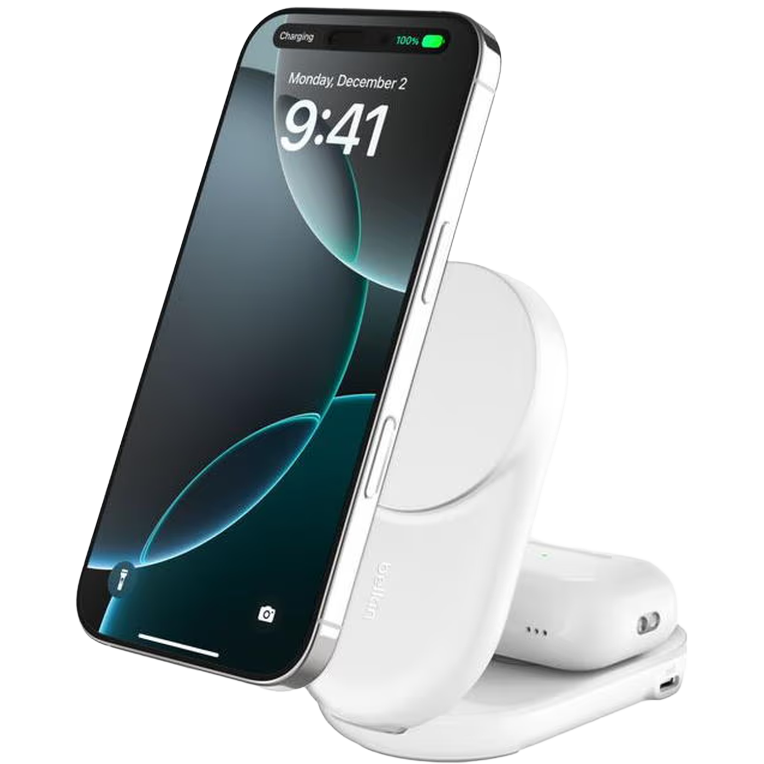 Belkin Ultracharge 25w Qi2 2-in-1 Magnetische Draadloze Lader Met Usb-c-poort – Wit Oplader