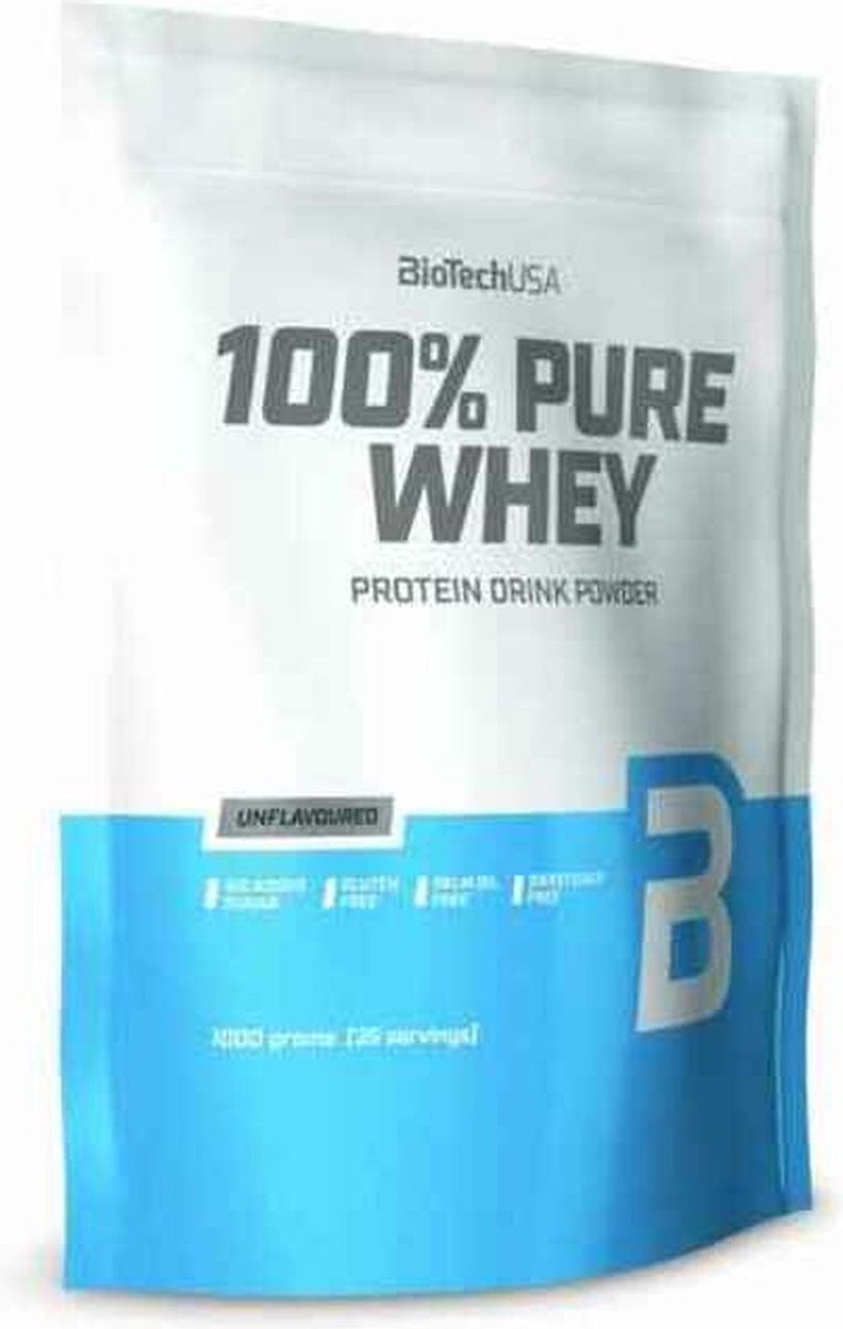 BioTechUSA 100% Pure Whey | Eiwitpoeder met BCAA en Glutamine | Glutenvrij, Palmolievrij | 21g Eiwit per portie, 1 kg, Karamel-Cappuccino