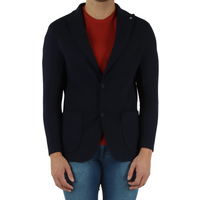 blauw man geribde jas