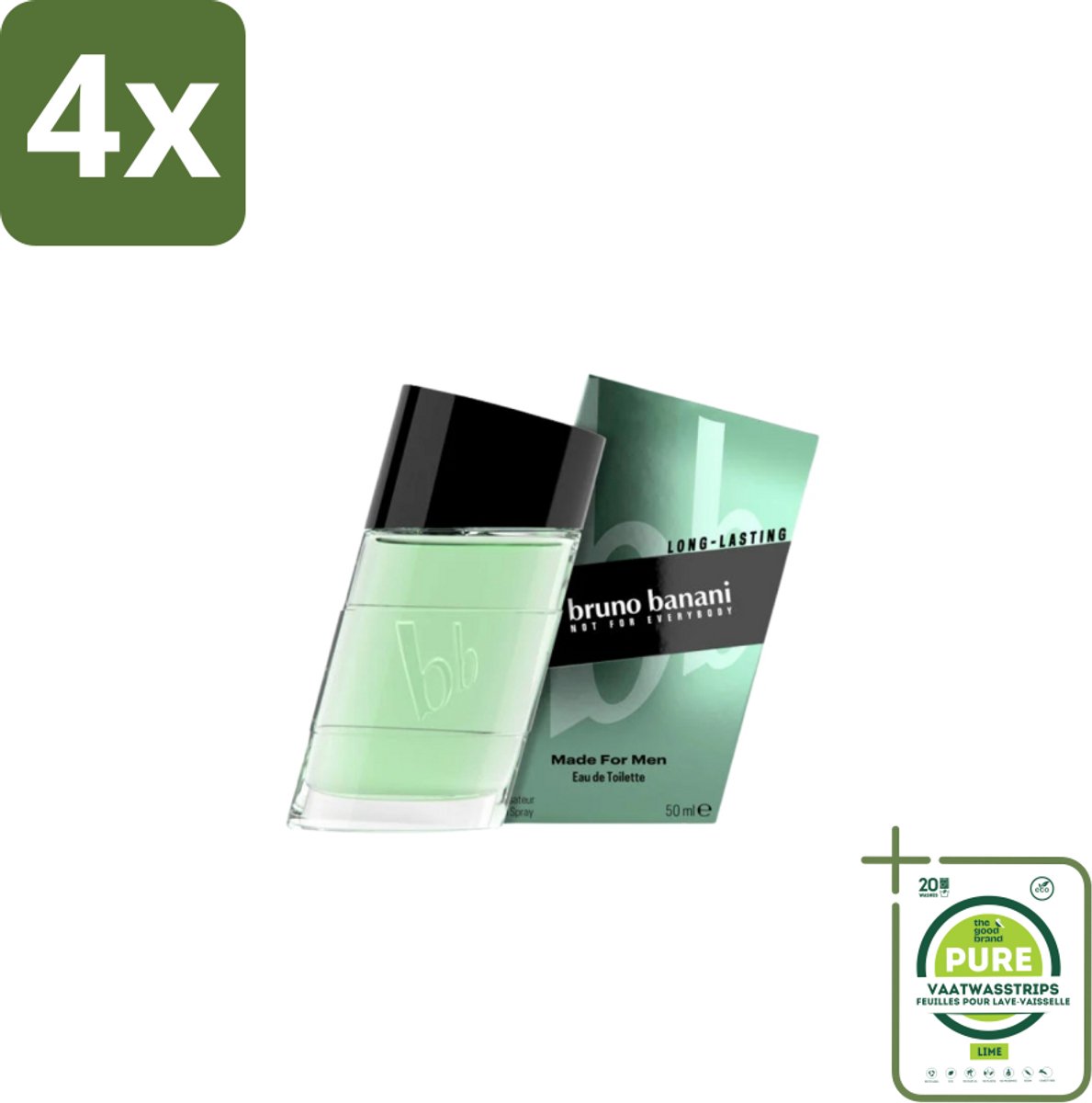 Bruno Banani – Eau de Toilette – Made For Men – 50 ml - Voordeelverpakking - 4 stuks - Mannelijke geur - Eau de Toilette