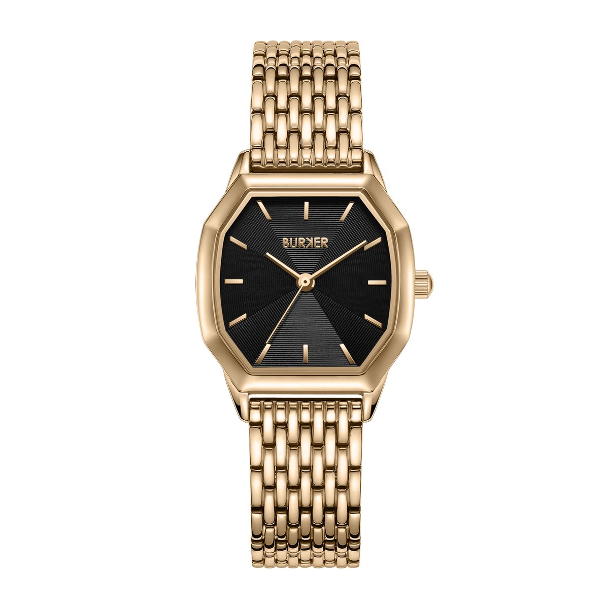 BURKER Julia Horloge Dames - Hexagon - Goud Zwart - Schakelband - 32 mm
