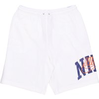 Club Futura Graphic French Terry Short trainingsbroek voor heren, wit/veiligheidsoranje