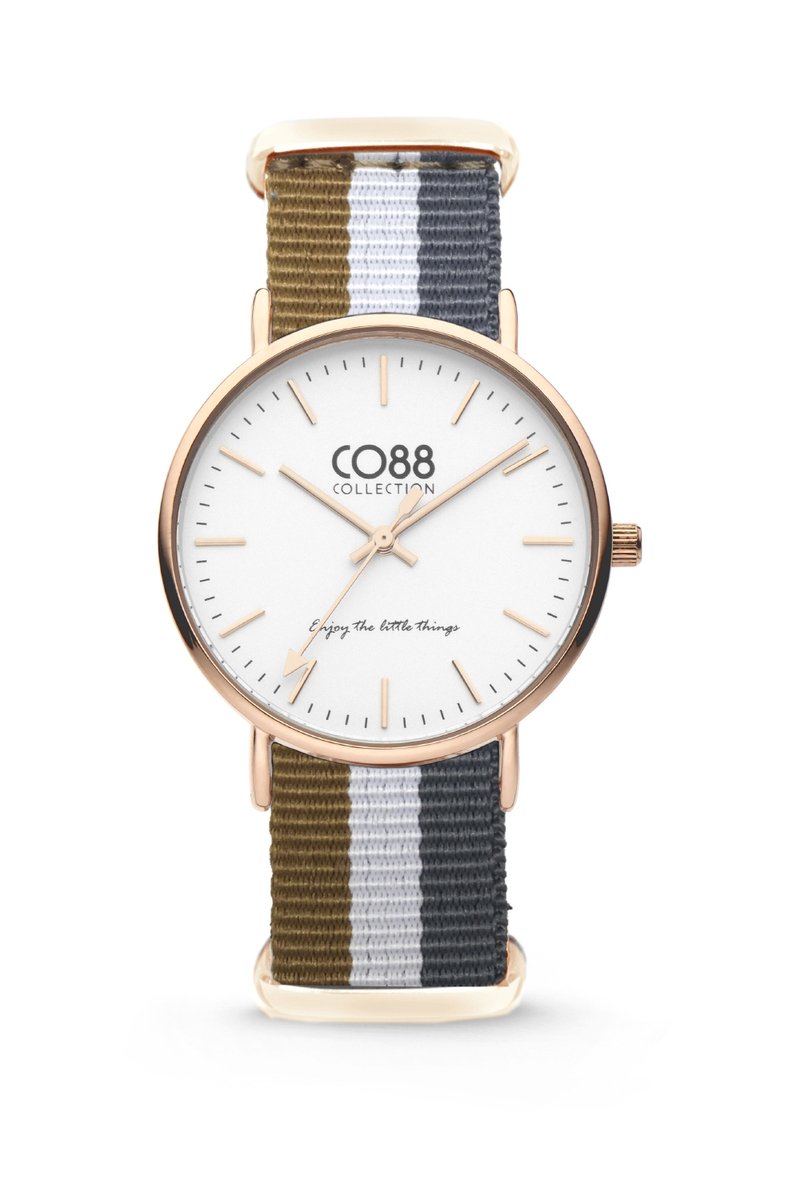 CO88 Collection - 8CW-10032 - Horloge - nato nylon - bruin/wit/grijs - 36 mm
