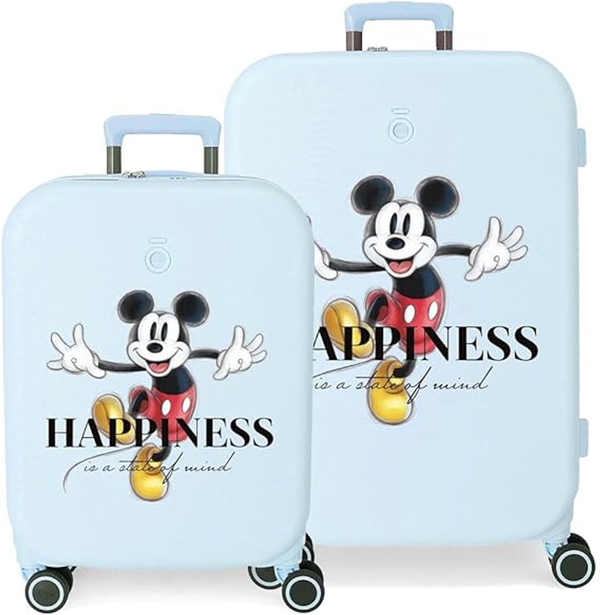 Disney Mickey Mouse Happiness Koffer Duo - 2 Rolkoffers - 38 Liter en 81 Liter - Reiskoffers