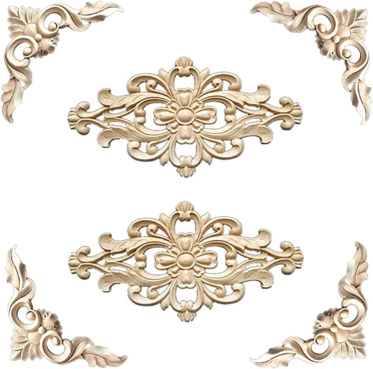 Houten ornamenten 6 stuks applicatieframe decoratie houtsnijwerk voor meubels appliques hoek kast muur hoek decoratie