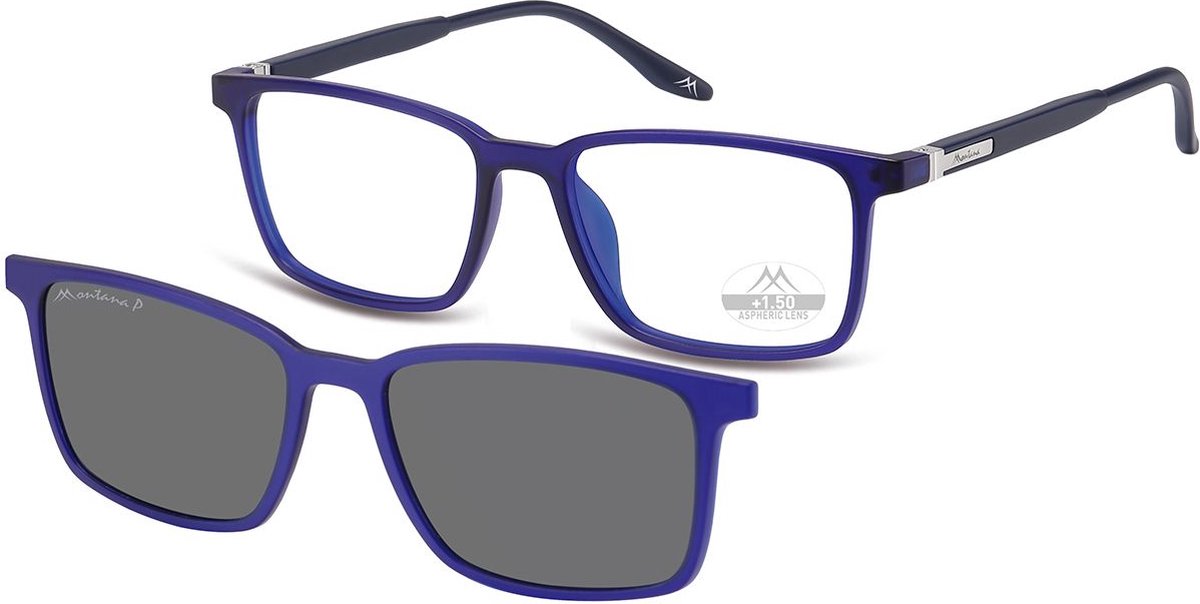 Montana Leesbril MRC3B +1:00 BLAUW inclusief Clip-on zonnebril