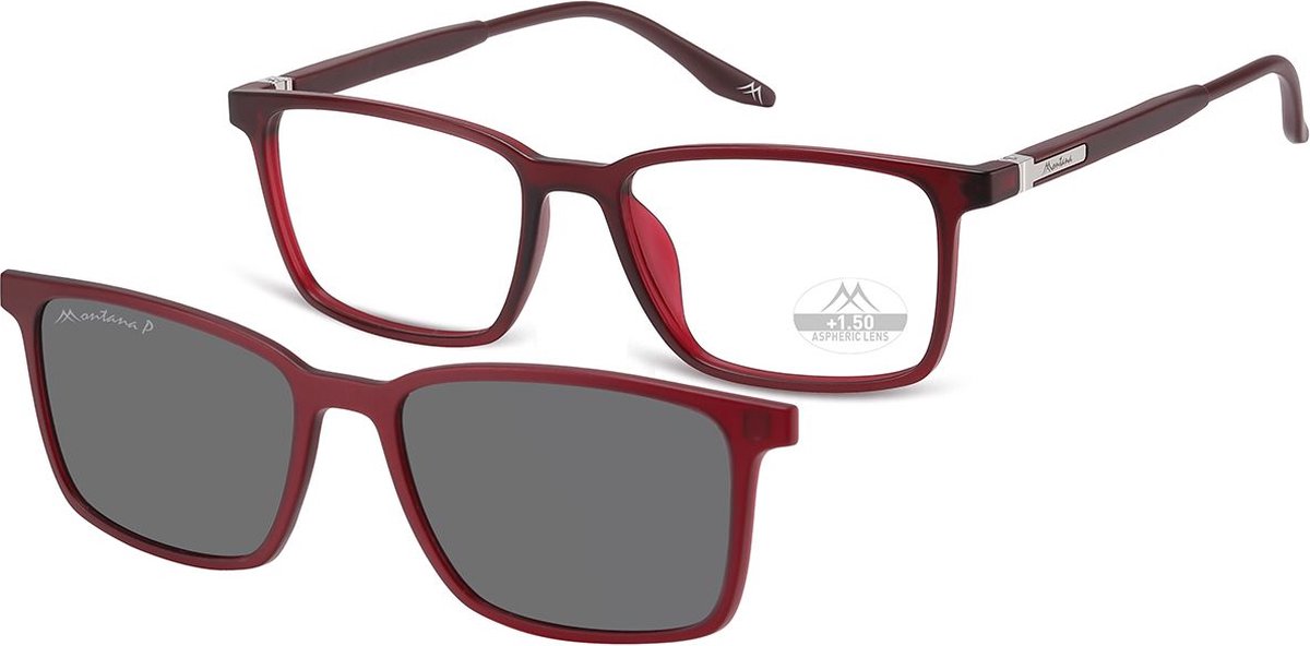 Montana Leesbril MRC3C +3:00 ROOD inclusief Clip-on zonnebril
