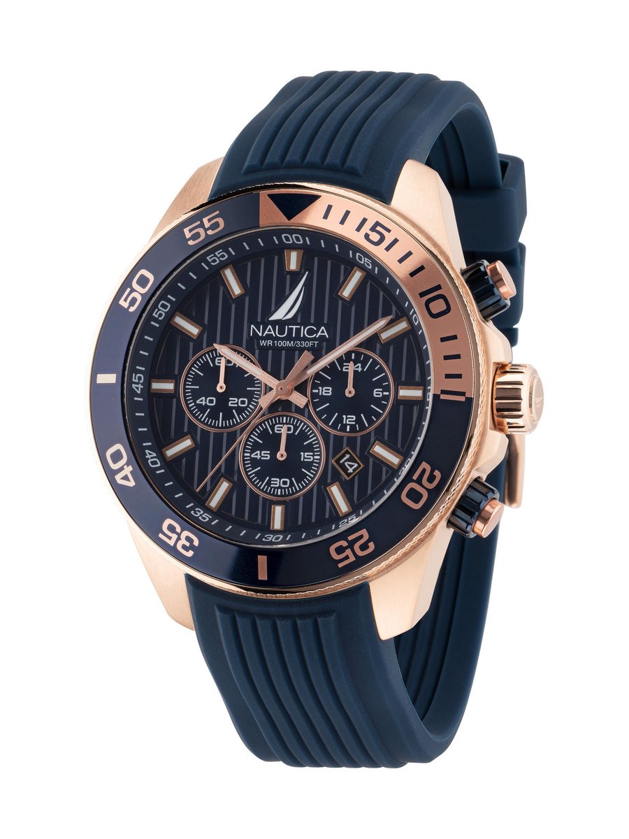 Nautica Nautica One Kwarts Analoog Horloge Blauw Kast: 100 % Roestvrij Staal | Band: 100 % Siliconen 48 NAPNOS302, NAPNOS305