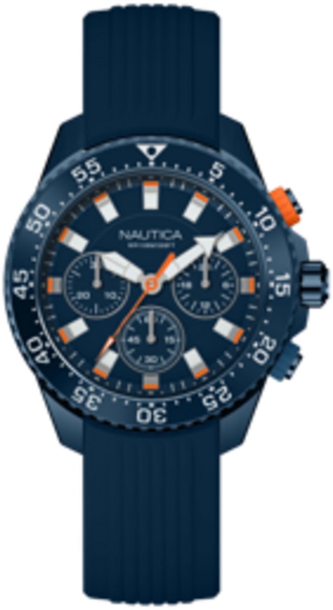 Nautica Nautica One Quartz Analoog Horloge Blauw Material 100% Roestvrij Staal & 100% Siliconaarmband 48 mm NAPNOF501