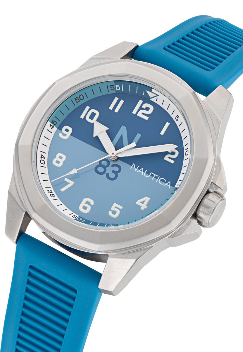 Nautica Tortuga Bay Kwarts Analoog Horloge Blauw Kast: 100 % Roestvrij Staal | Band: 100 % Siliconen 46 mm NAPTBS402