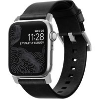 Nomad Modern Band van leder voor de Apple Watch | 44/45/46/49 mm - Black / Silver
