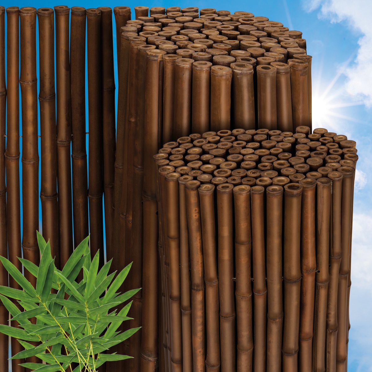 Sol Royal B23 – Premium Bamboe Tuinscherm 180x250cm Donkerbruin – Geharde Bamboestokken Ø 2-3cm – Weerbestendige Balkonscherm