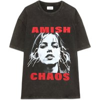 T-shirt Amish jersey chaos pigment steen - zwart