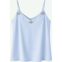 top met bandjes vrouw blauw