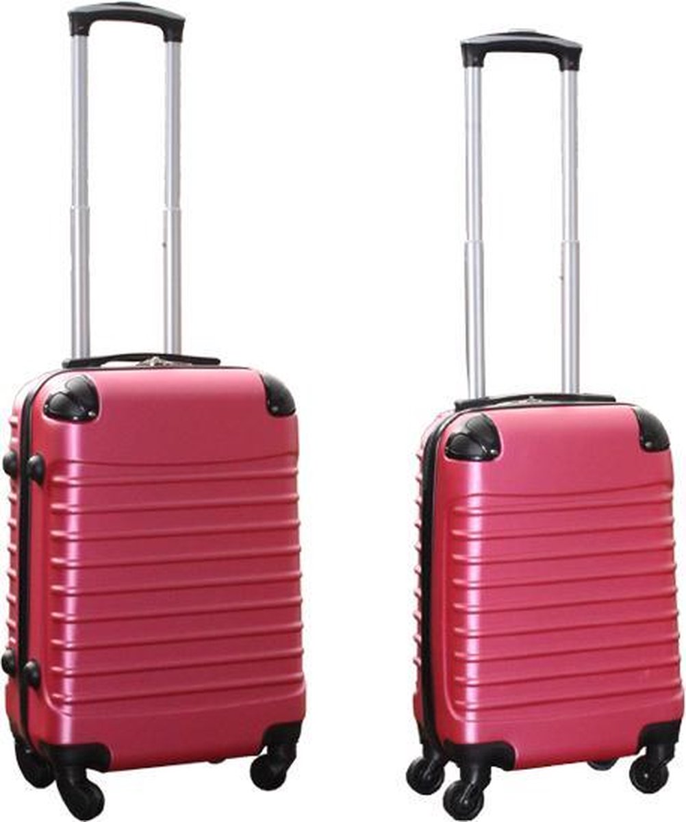 Travelerz kofferset 2 delige ABS handbagage koffers - met cijferslot - 27 en 39 liter - roze