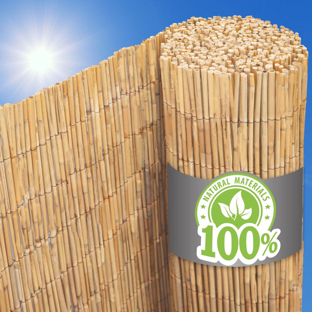 UrFence Balkon Privacy Scherm Rietmat 120x300 cm - Rietmatten Tuinscherm van Natuurlijk Riet - Ondoorzichtig en Weerbestendig - Balkonafscherming Terras Tuin Pergola