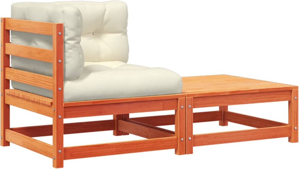 vidaXL Tuinhoekbank met kussens - Wasbruin Hoekbank - Tuinbank - Lounge Set - Buis Meubel - Hout Tuinbank